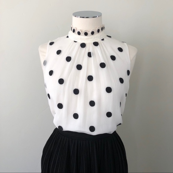Rebecca Taylor Tops - NEW REBECCA TAYLOR Silk Polka Dot Blouse Sleevelss